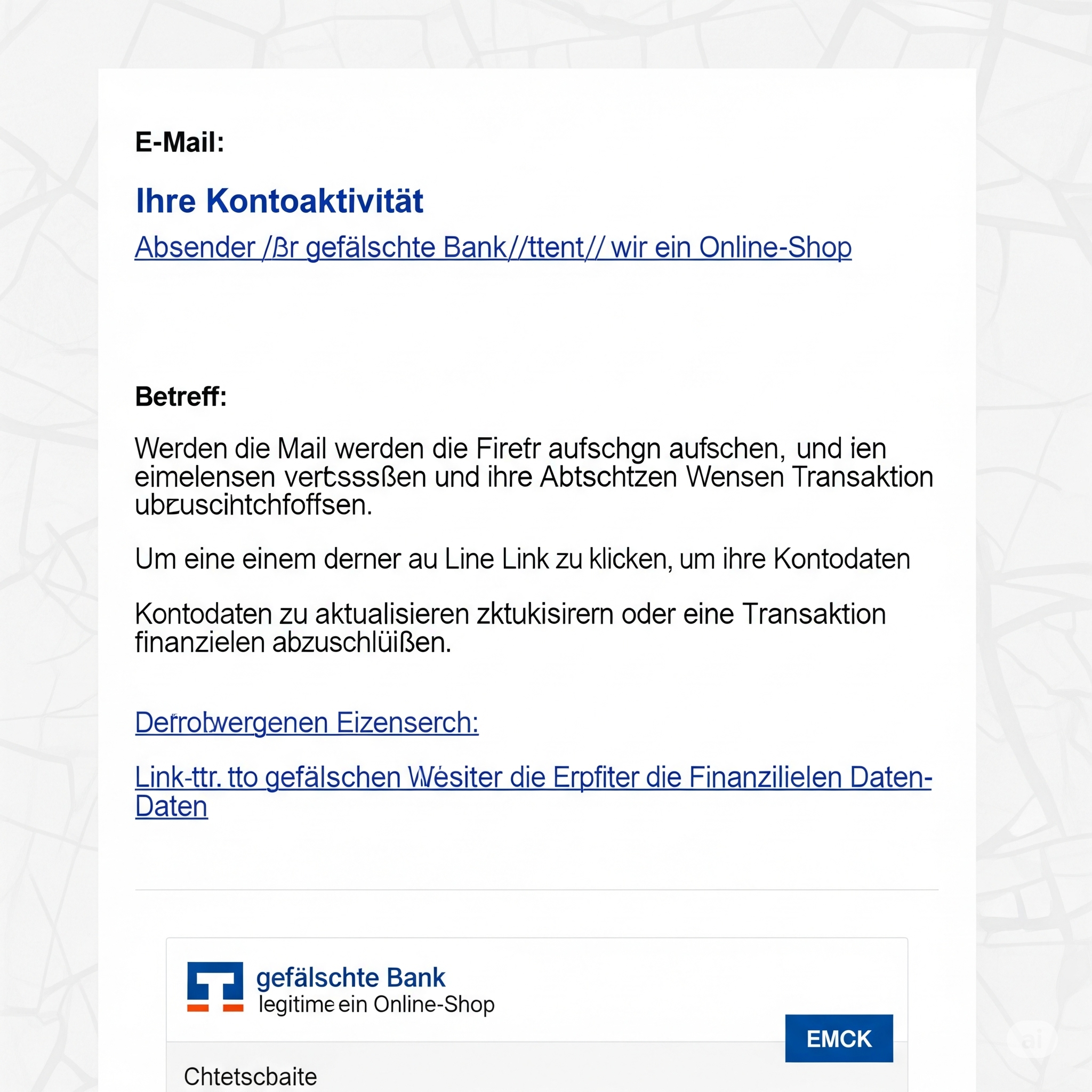Beispiel einer Phishing E-Mail