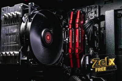 black and red computer part