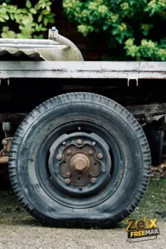 a car tire on a vehicle