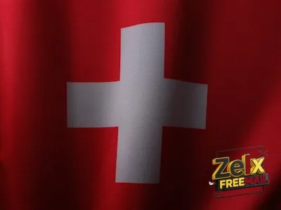 a red and white flag with a white cross on it