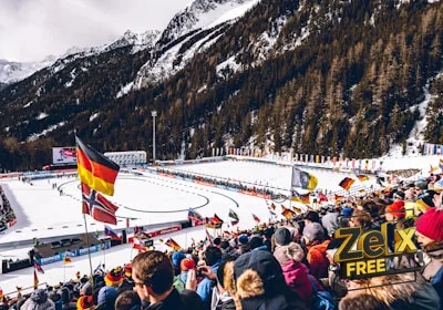 group of people watching a race