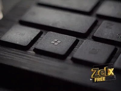 black laptop computer keyboard in closeup photo