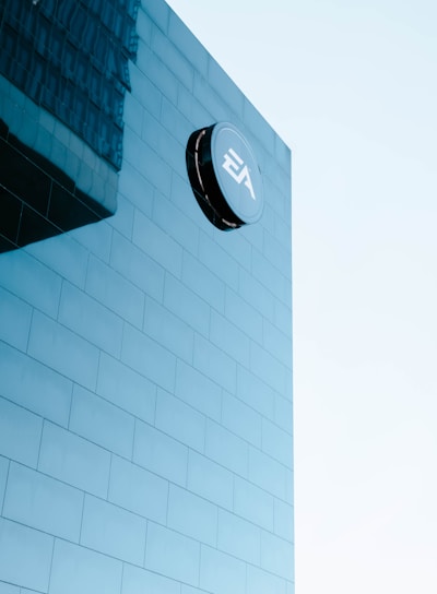 blue and white concrete building