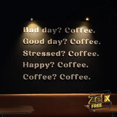 A coffee shop with a lit up sign on the wall