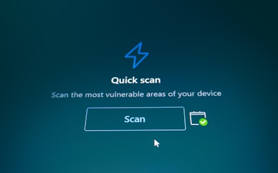 Quick scan button on a blue background