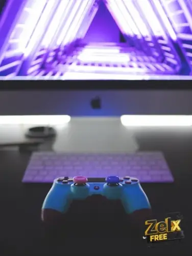 blue Sony PS4 controller