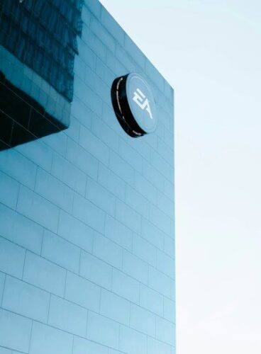 blue and white concrete building