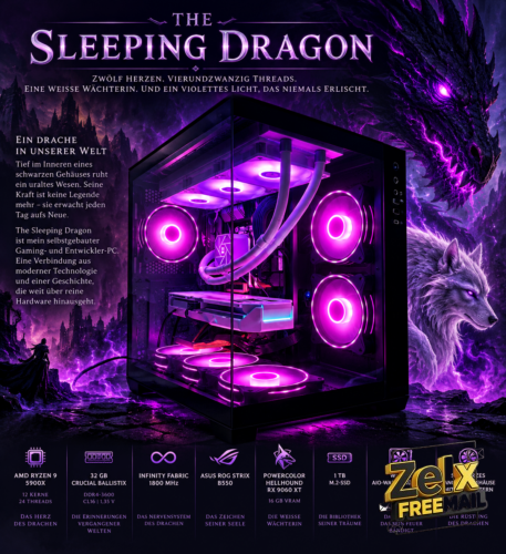 Sleeping Dragon Neon Drachen PC